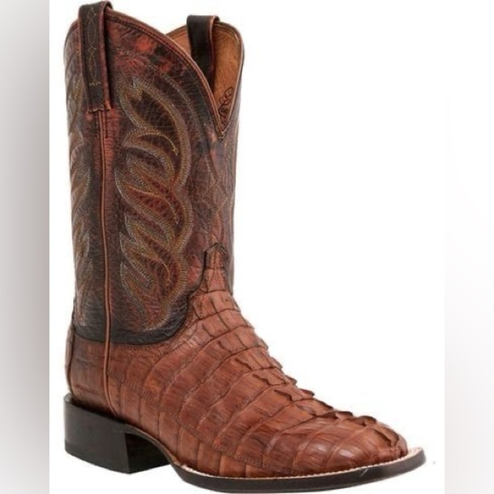 LUCCHESE Men's Boots Brown HORNBACK CAIMAN CROCODILE TAIL CY7072